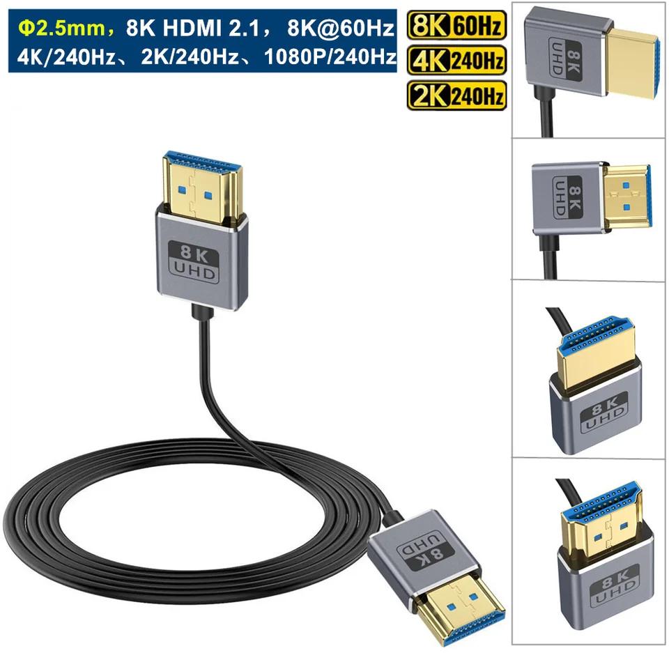 ʽ  HDMI-compatible2.1 ̺, Ʈ PC PS4 Xbox   HDTV  ڵ, 8K @ 60Hz, 4K @ 240Hz, 48Gbps, OD2.5mm